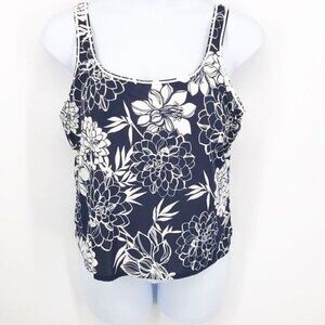 Tropical Escape Cream & Blue Floral Tankini Top size 22W